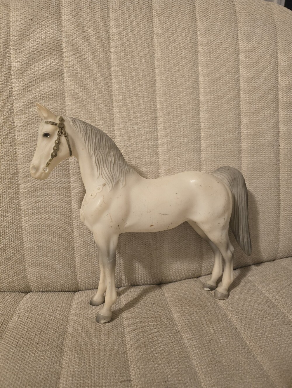 Vintage Breyer Horse Alabaster White Western Pony 1950-1960 Chain Reins